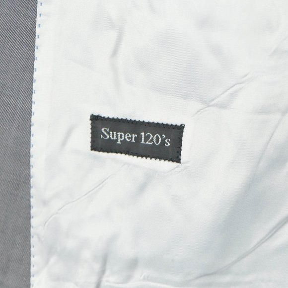 Vintage Blazer Mens 48L Long Gray Wool Two Button Super 120s Formal Wedding - Picture 8 of 10